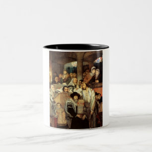Jews Praying in the Synagogue on Yom Kippur Two-Tone Coffee Mug