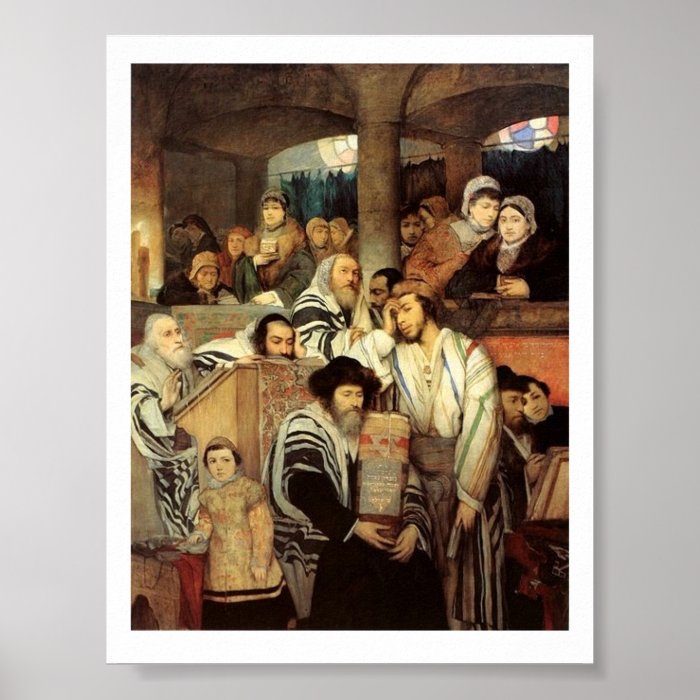 Jews Praying on Yom Jewish Poster Print