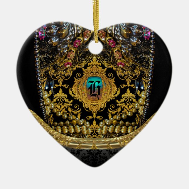 Jeygraneau Elegant Monogram Ceramic Ornament (Front)