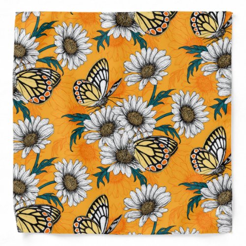 Jezebel butterflies and daisy flowers bandana