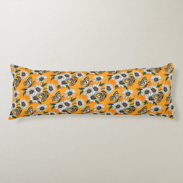 Jezebel butterflies and daisy flowers body pillow (Front)