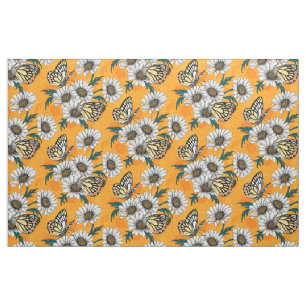 Jezebel butterflies and daisy flowers fabric