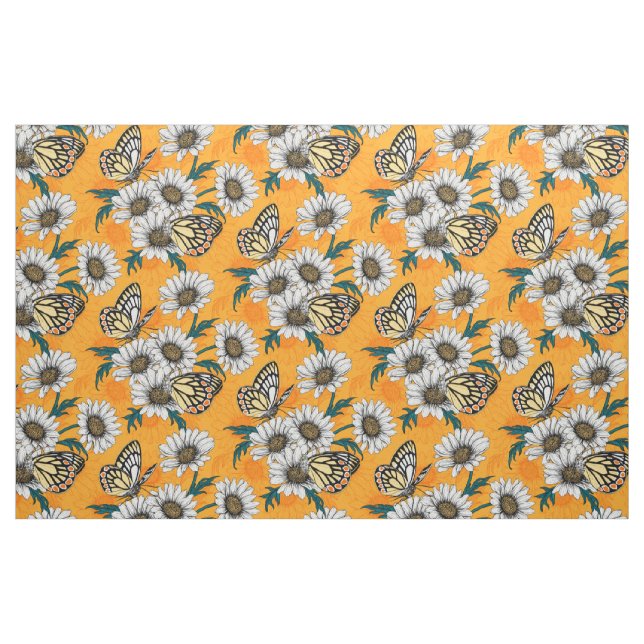 Jezebel butterflies and daisy flowers fabric (Fat Quarter)