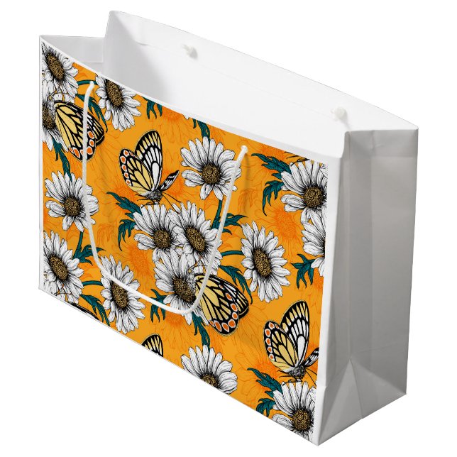 Jezebel butterflies and daisy flowers large gift bag (Front Angled)