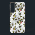 Jezebel butterflies and daisy flowers on white samsung galaxy s22  case<br><div class="desc">Hand drawn vector pattern with jezebel butterflies and daisy flowers</div>