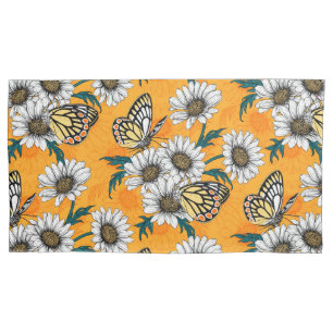 Jezebel butterflies and daisy flowers pillow case