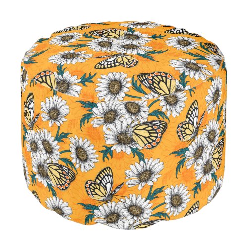 Jezebel butterflies and daisy flowers pouf