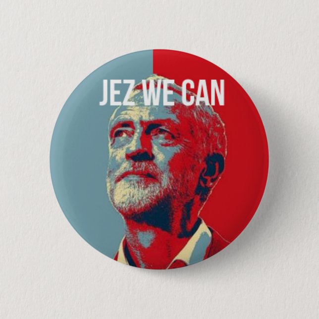#JezWeCan - Jeremy Corbyn 4 PM badge Pinback Button (Front)