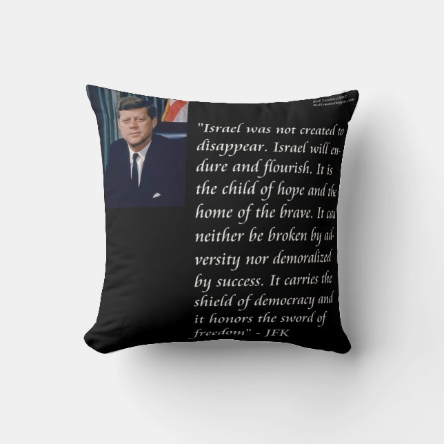 JFK & Famous Quote On Israel Cotton Pillow (Front)