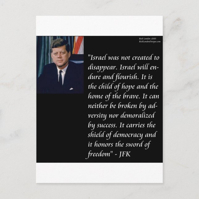 JFK & Famous Quote Re Israel Postcard (Front)