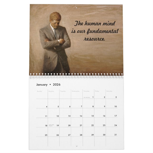 JFK inspirational quotes. 2014 Calendar (Jan 2026)