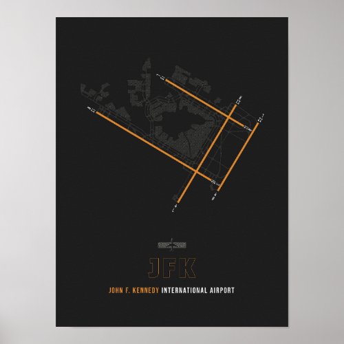 JFK _ John F Kennedy Airport Runway Diagram Poster