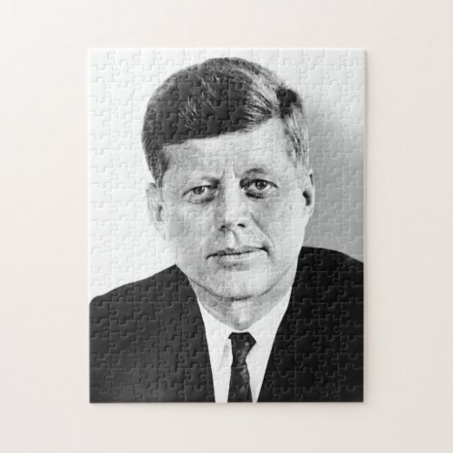 JFK John F Kennedy Black  White Jigsaw Puzzle
