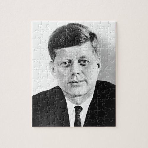 JFK John F Kennedy Black  White Jigsaw Puzzle
