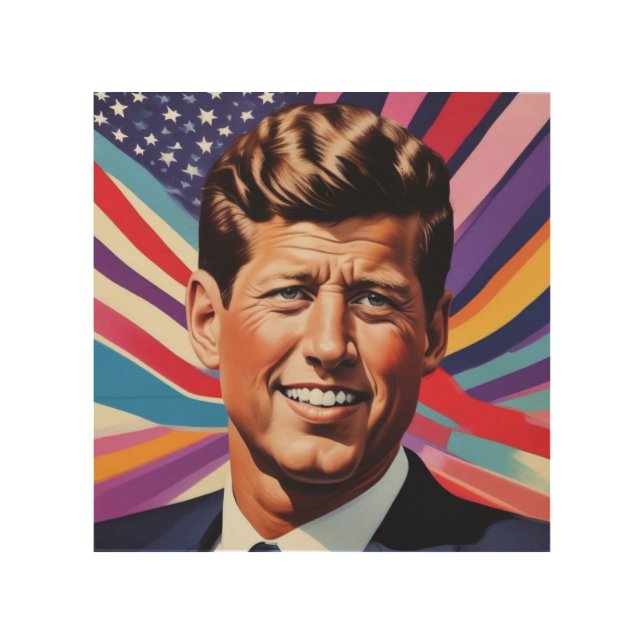 JFK John F. Kennedy Motivational Inspiration Wood Wall Art (Front)