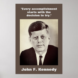 JFK John F. Kennedy Quote Motivational Brown Poster