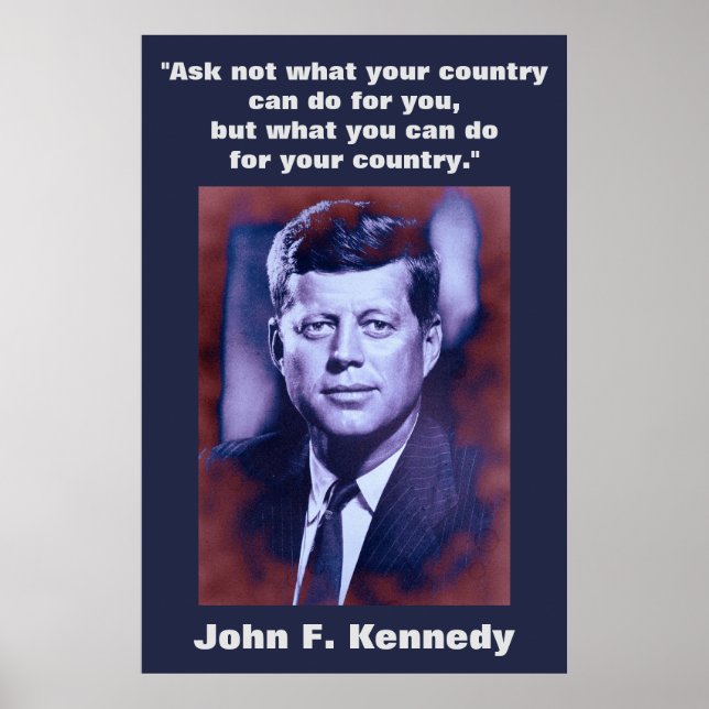 JFK John F. Kennedy Quote Motivational Inspiration Poster (Front)
