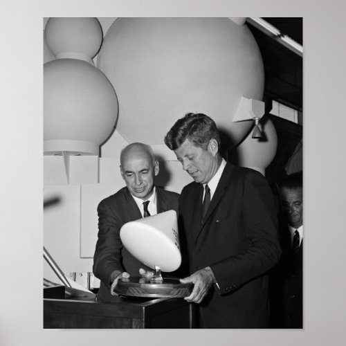 JFK Looking At Model Of The Apollo Command Module Poster