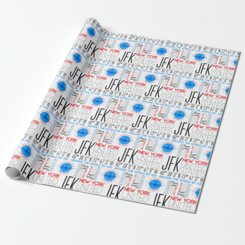 JFK New York Travel The World By Air Pattern Wrapping Paper