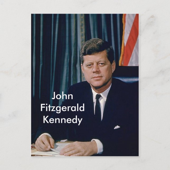 JFK official portrait from public domain Postcard (Front)