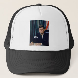 JFK official portrait from public domain Trucker Hat