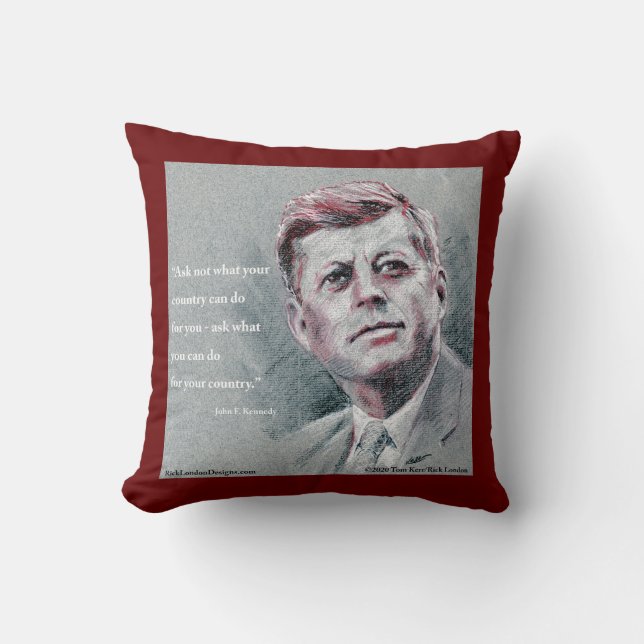 JFK & Quote Throw Pillow (Front)