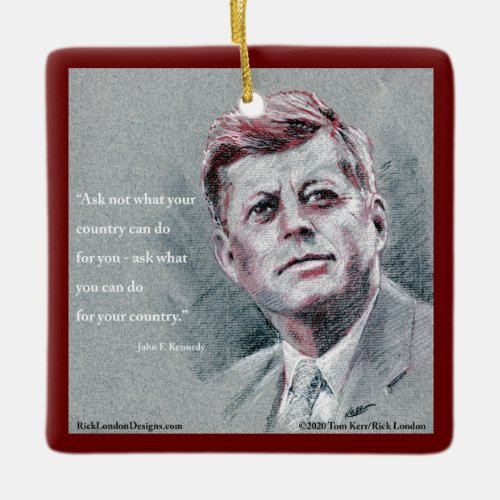 JFK  Quote Tree Ceramic Ornament