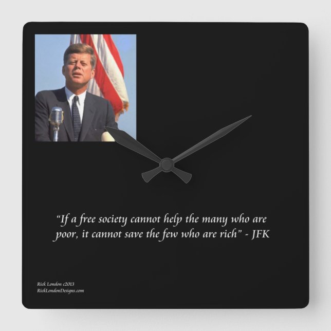 JFK & Saving Rich/Poor Quote Wall Clock (Front)
