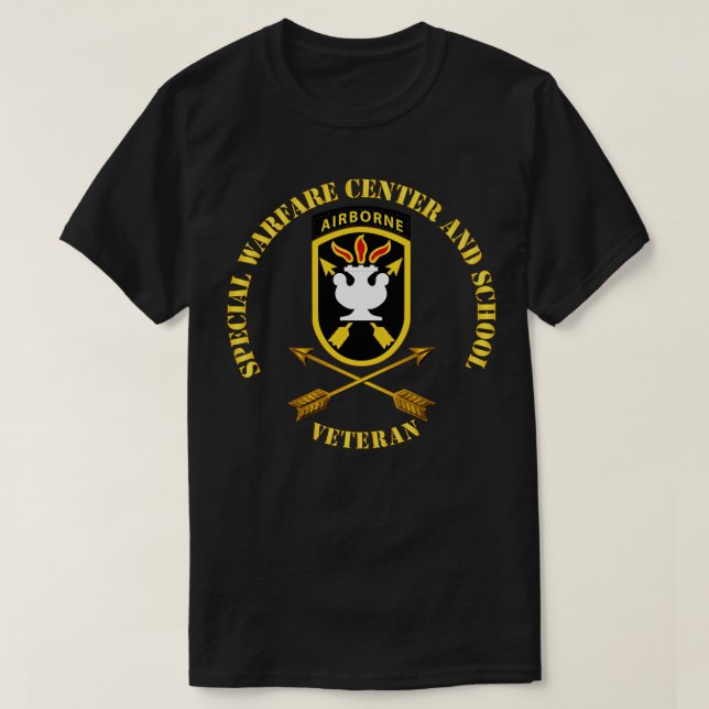 JFK Special Warfare Center School SSI w Branch Vet T-Shirt (Design Front)