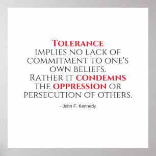 JFK Tolerance Quote Typography Poster
