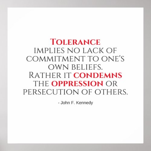 JFK Tolerance Quote Typography Poster