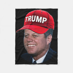 Jfk Wearing Trump Hat Funny John F Kennedy Meme Gr Fleece Blanket