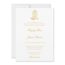 JH Monogram or HJ Monogram Wedding Invitations