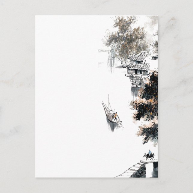 Jiangnan Scenic Chinese Landscape Brush Painting Postcard (Front)