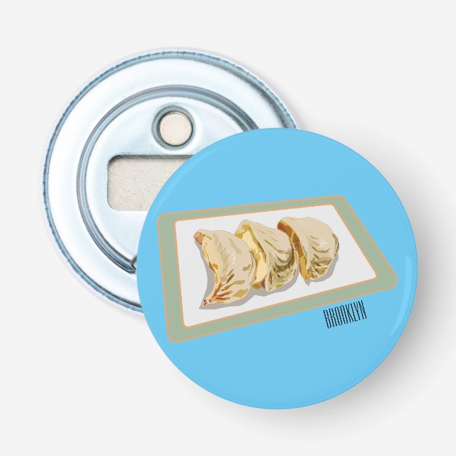 Jiaozi / Chinese dumplings cartoon illustration Bottle Opener (Front)