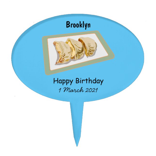 Jiaozi / Chinese dumplings cartoon illustration Cake Topper (Front)