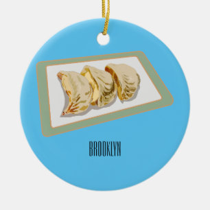 Jiaozi / Chinese dumplings cartoon illustration Ceramic Ornament