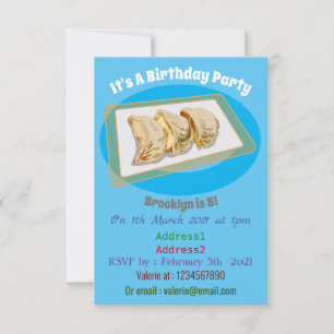 Jiaozi / Chinese dumplings cartoon illustration Invitation