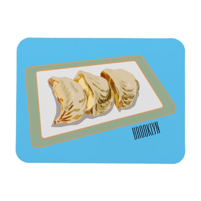 Jiaozi / Chinese dumplings cartoon illustration Magnet (Horizontal)