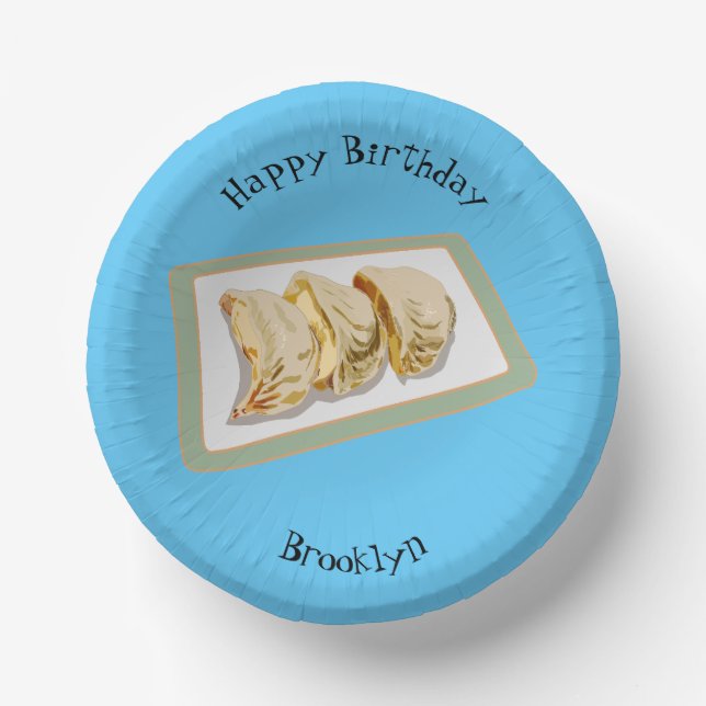 Jiaozi / Chinese dumplings cartoon illustration Paper Bowls (Front)
