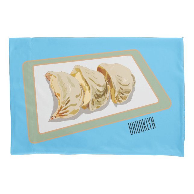 Jiaozi / Chinese dumplings cartoon illustration Pillow Case (Front)