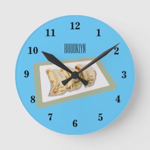Jiaozi / Chinese dumplings cartoon illustration Round Clock