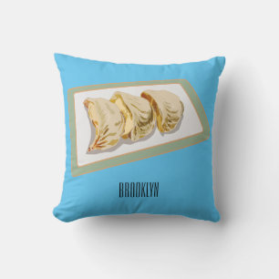 Jiaozi / Chinese dumplings cartoon illustration Throw Pillow