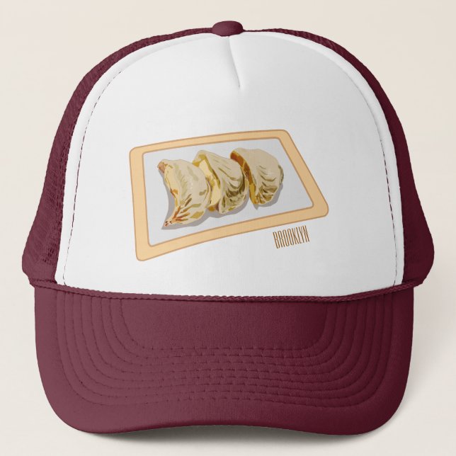 Jiaozi / Chinese dumplings cartoon illustration Trucker Hat (Front)