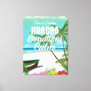 Jibacoa beach Cuba travel poster Canvas Print