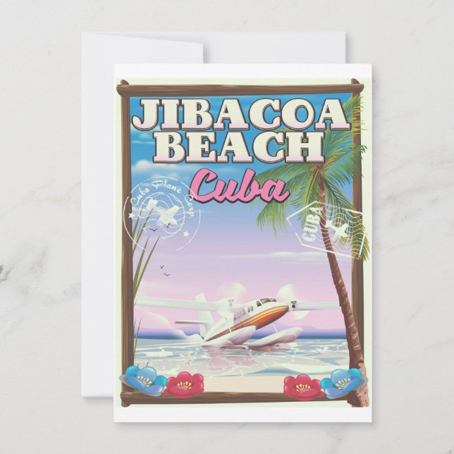 Jibacoa beach Cuba travel poster Invitation (Back)