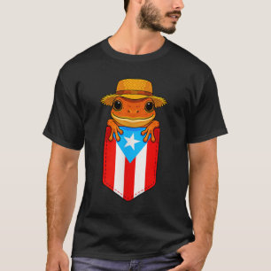 Jibaro Coqui Frog Puerto Rico Flag Boricua Pocket T-Shirt
