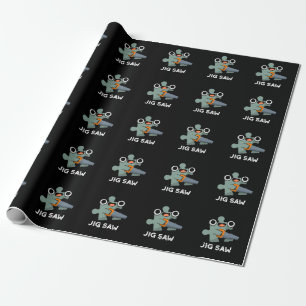 Jig Saw Funny Jigsaw Tool Pun Dark BG Wrapping Paper