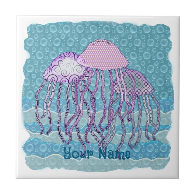 Jiggly Jellyfish Ceramic Tile (Front)