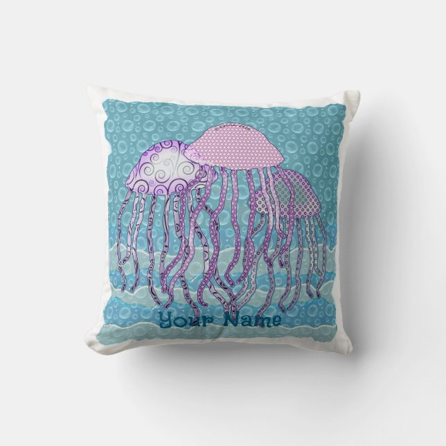Jiggly Jellyfish Throw Pillow (Front)
